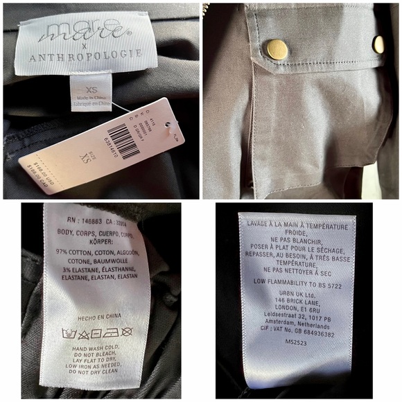 Anthropologie Puff Sleeve Grey Utility Jacket NWT New XS - Picture 16 of 16